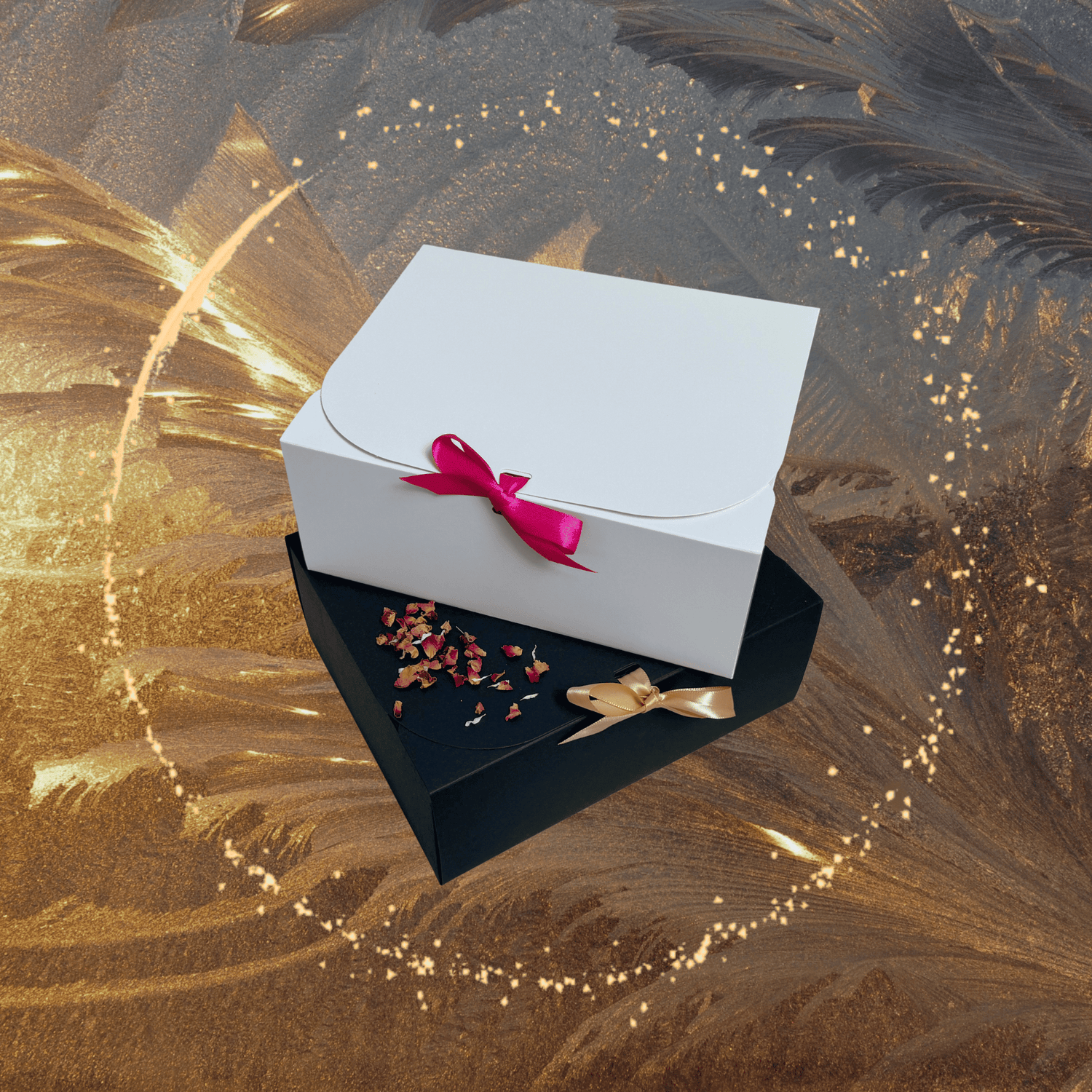 Luxe cadeauboxen wit en zwart.