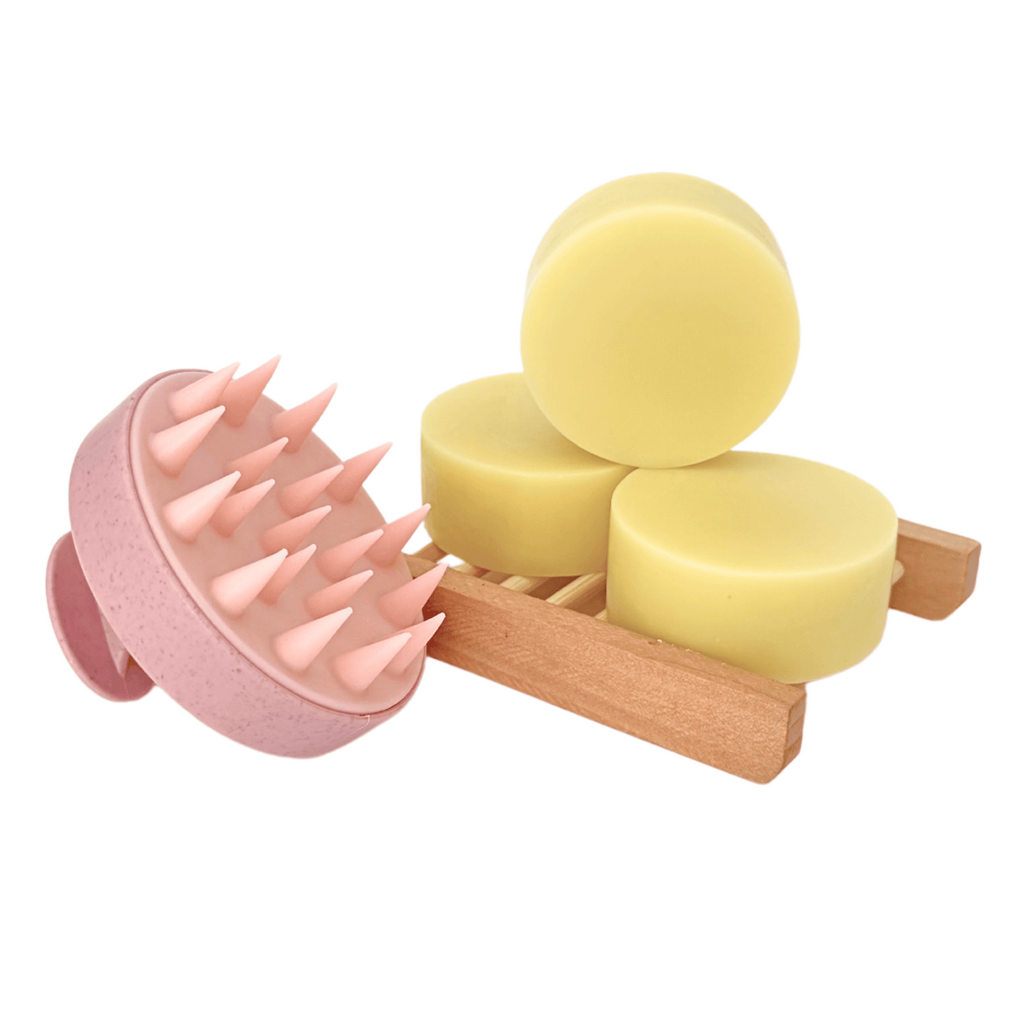 Conditioner bars op zeepschaaltje met massage borstel