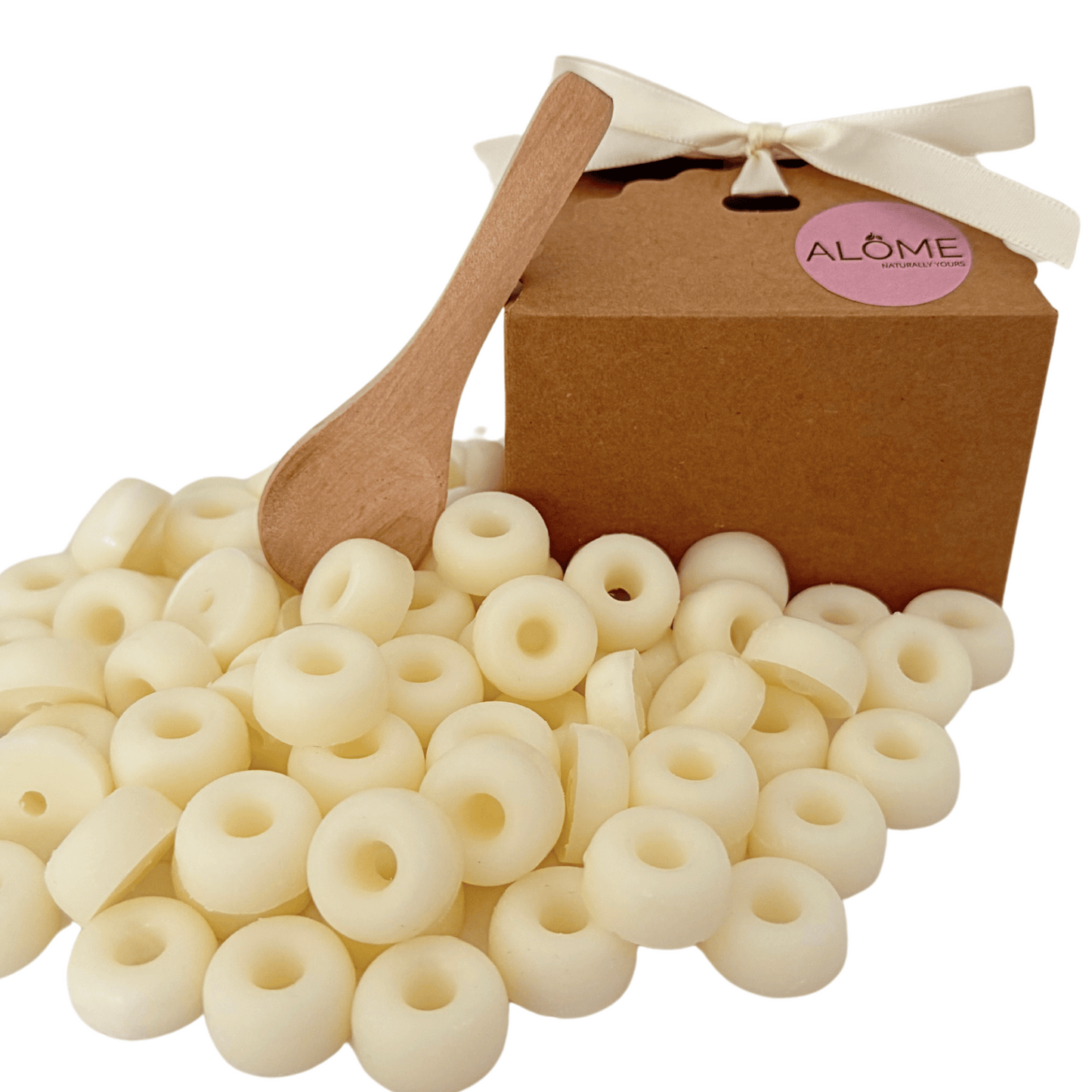 Mini donuts waxmelts met lepel en cadeaudoosje.