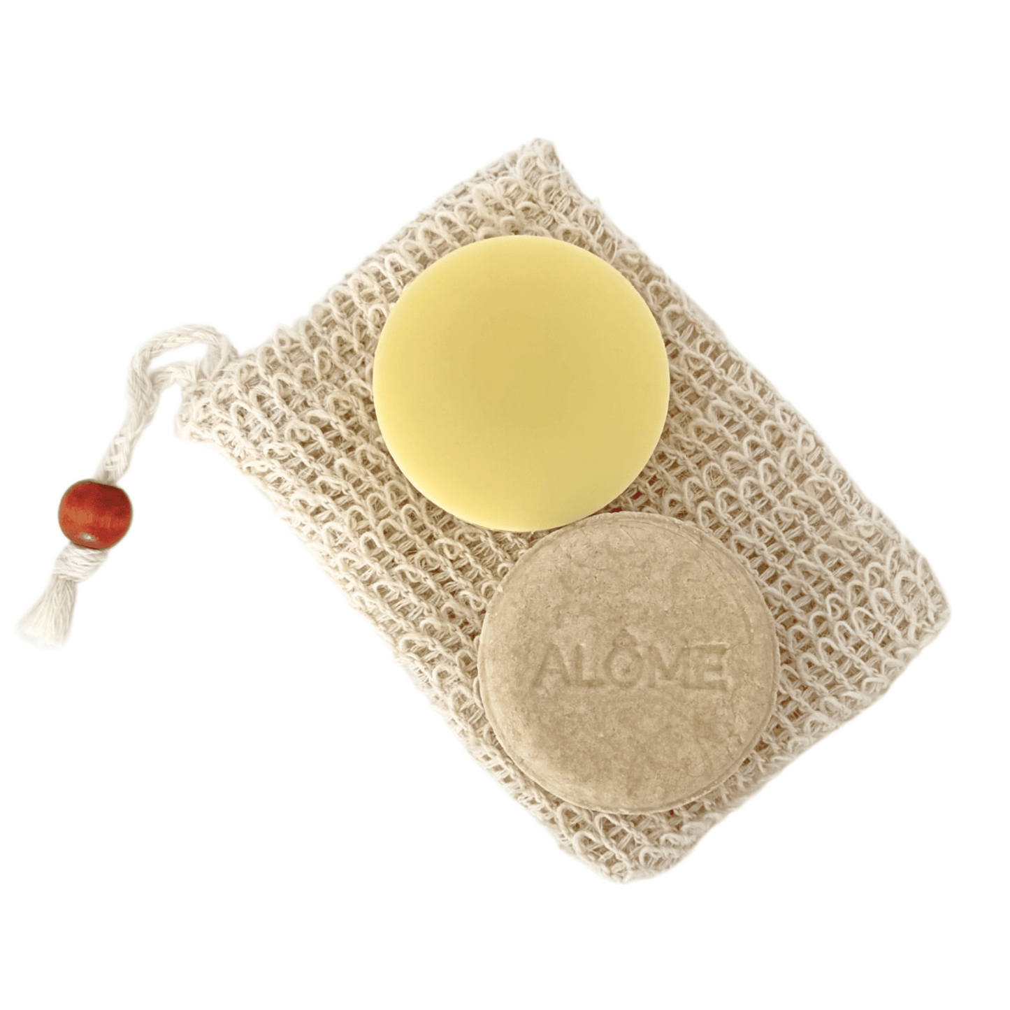 Zeepzakje met shampoo bar en conditioner bar
