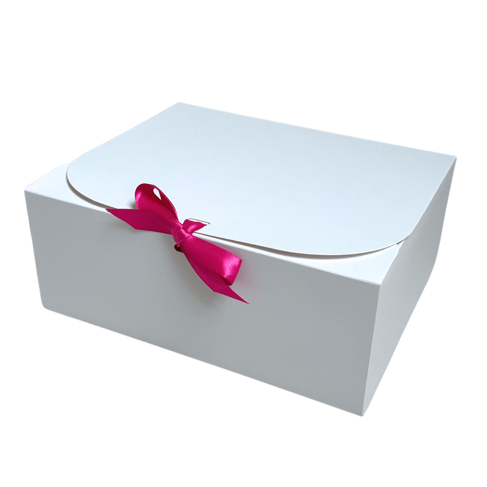 Luxe cadeaubox wit met roze lint