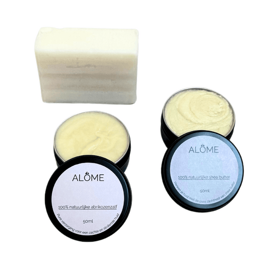 Alôme lovely abrikozenzalf 50ml, shea butter 50ml, zeep